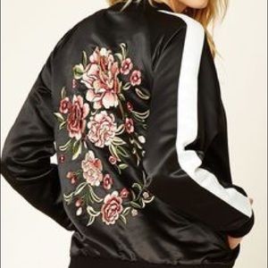F21 Flower embroidered bomber jacket